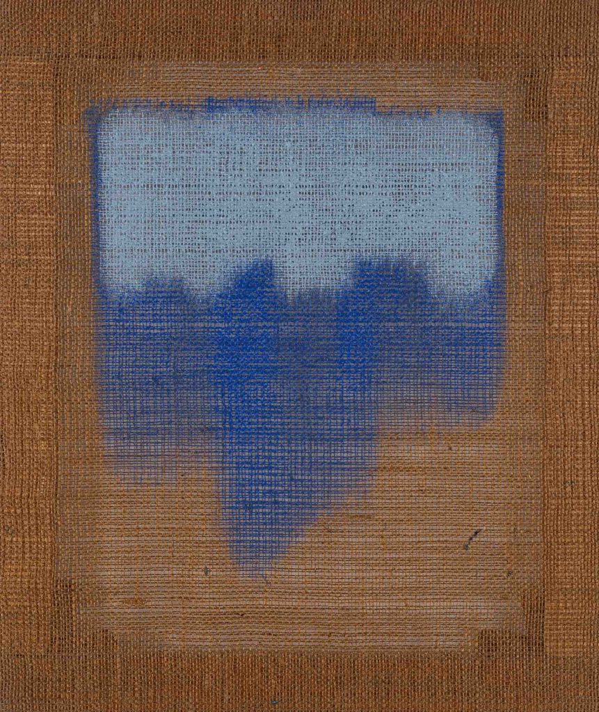 Salvatore Emblema, Senza Titolo, 1978 - 70x60 Terre colorate su tela di juta
