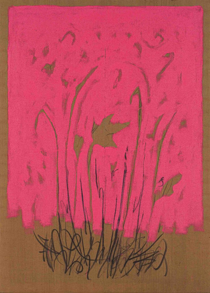 Salvatore Emblema, Senza Titolo, 1985 - 250x180cm Terre colorate e carbone su tela di juta
