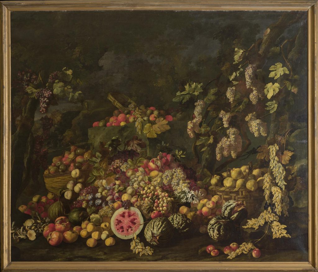 Giseppe Recco, Natura morta con fiori e frutta, 1671 
 olio su tela 
 Napoli, Museo e Real Bosco di Capodimonte 
 (Legato d’Avalos 1882) 