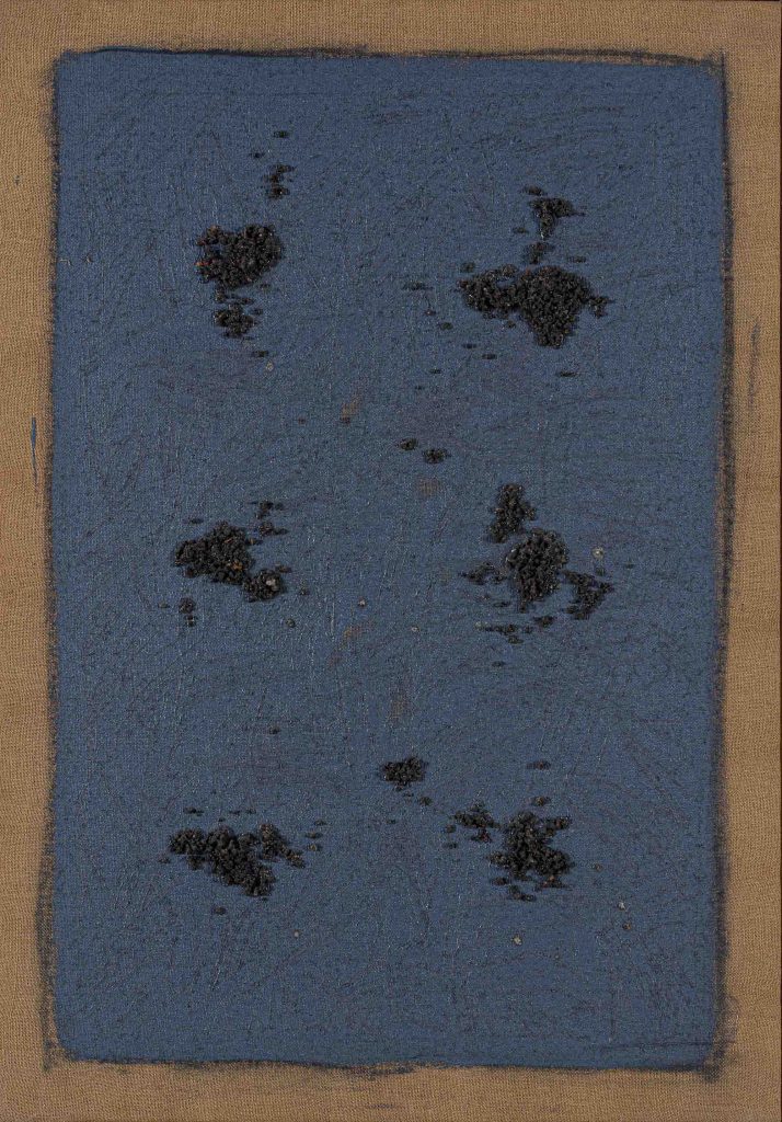  Salvatore Emblema, Senza Titolo-Materico, 1966 - 100x70cm Terre colorate cenere e lapilli su tela di juta
